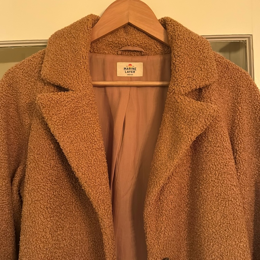 Marine layer calf length teddy coat - polyester